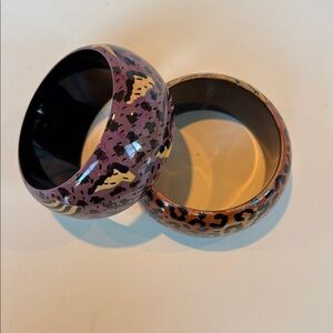 Pair of Two Animal Print Bangle Bracelets